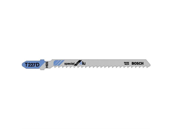 Пилки для лобзика по алюминию BOSCH T227 D, 74 мм, криволинейный рез, HSS
