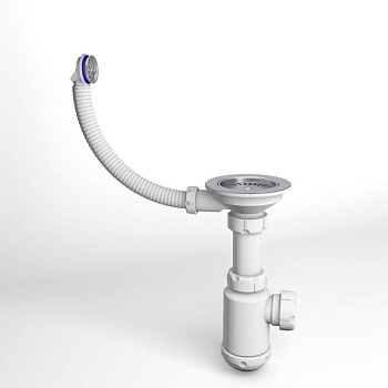 Сифон с круглым, прямоугольным переливом и отводом  3 1/2"/Элит