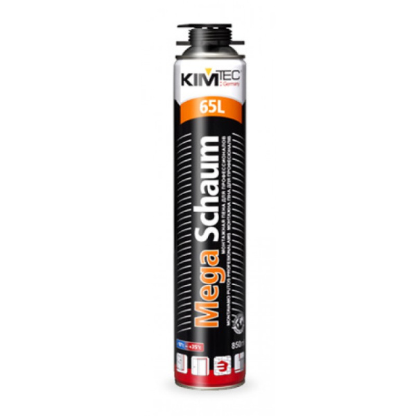 Пена монтажная пистолетная  KIM TEC MEGA- Schaum 65л  880мл всесезонная
