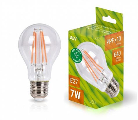 Лампа для растений А60 7Вт E27 2700К 504Лм/филамент/ REV