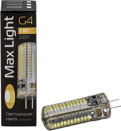 Лампа LED G4 7Вт/220В/4200К/холодный цвет/силикон/MaxLight 