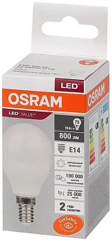 Лампа светодиодная шар 10W Е14/3000К/800Лм/теплый свет/OSRAM
