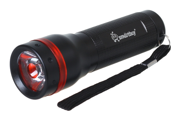 Фонарь ручной Smartbuy SBF-602-К (3*R03 1светодиод чёрный/алюминий 3W линза, 100м