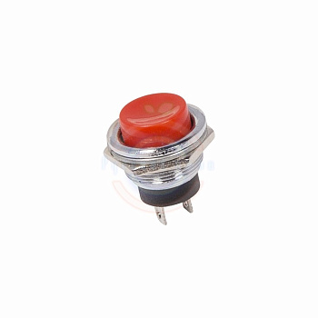 Выключатель кнопка металл красная mini 2А/220/2к/ON-OFF