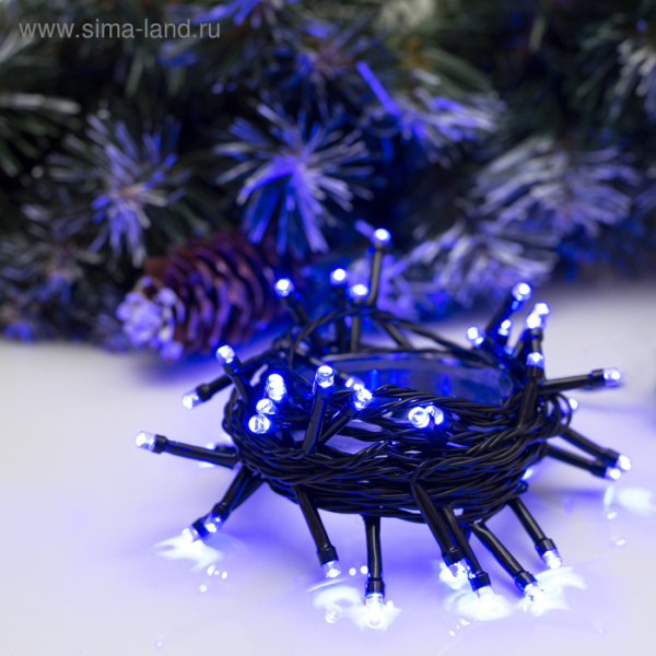 Гирлянда нить темная 5м LED 50 220V 8 режимов синий 3556766