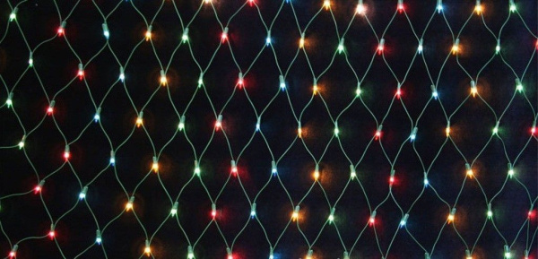 Гирлянда-сетка 200LED/ 1.8*1.8м/RGB/ прозрачный провод