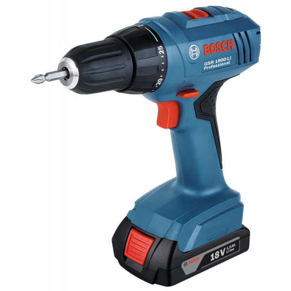 Аккум. дрель BOSCH GSR 1800-LI 18.0В 2х1,5Ач 10мм 420-1300об/мин (...9A8305)