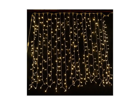 Светодиодный Занавес 2м*2м 200LED, 220V желтый прозрачный провод