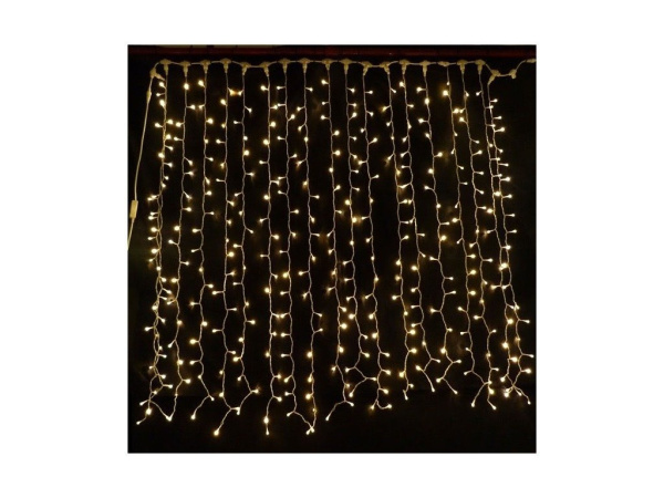 Светодиодный Занавес 2м*2м 200LED, 220V желтый прозрачный провод