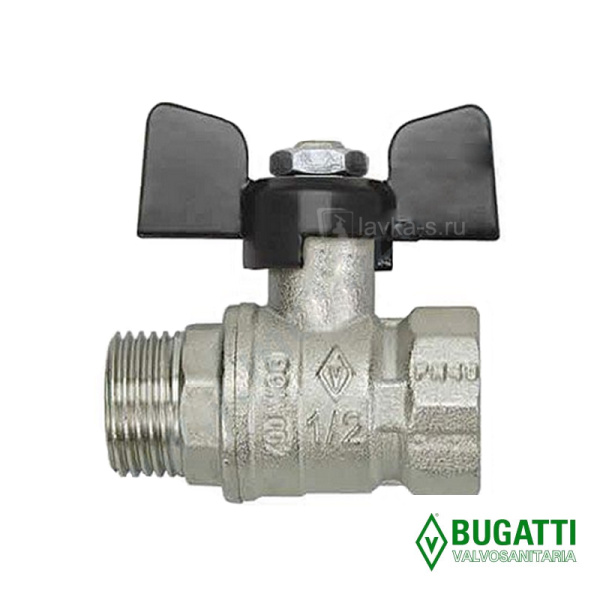 BUGATTI  Кран шаровый  В-Н 3/4" ручка бабочка  /307