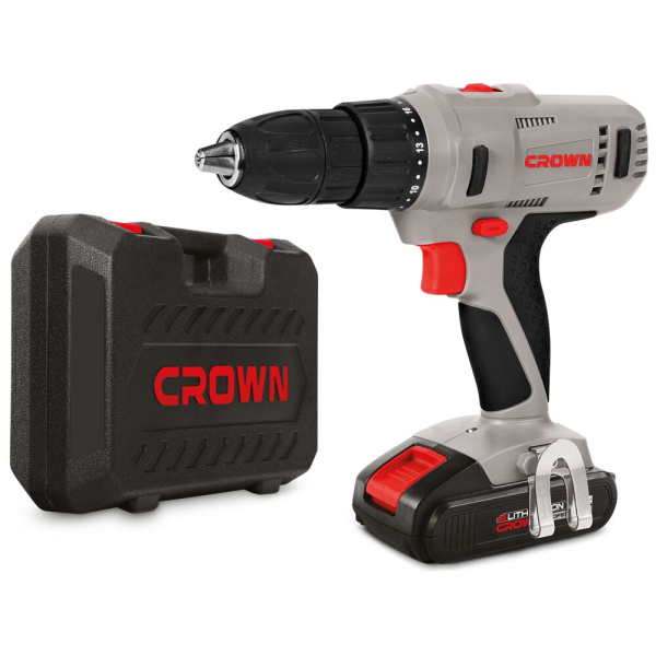 Акк. шуруповерт CROWN CT21056L-2 BMC, 18 В, 2*2Ач Li-ion, 45Нм,0-350 / 0-1350 об/мин вес 1,54 кг.	