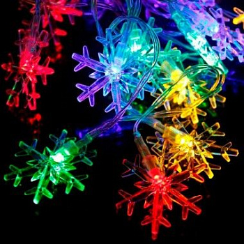 Гирлянда светодиодная "Снежинки" 40LED, 220V/RGB прозрачный провод