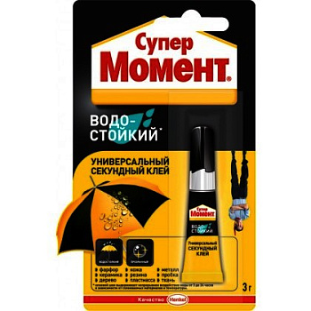 Клей  Супер Момент секундный водостойкий 3 г, прозрачный