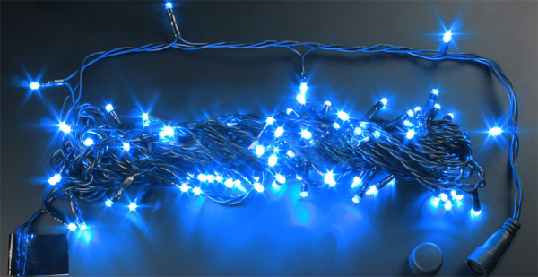 Гирлянда  180LED/синий/  11мертов/ черный или прозрачный шнур 